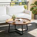 Round Coffee Table, Mid Century Modern Small Table, End Tables Living Room, Coffee Tables for Small Spaces, 20'' Walnut