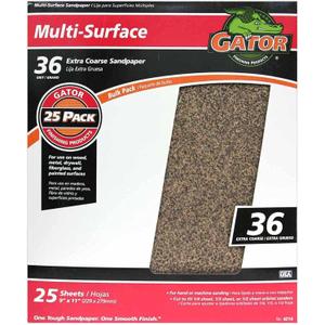 Gator 9" x 11" Multi-Surface Sanding Sheets, 36 Grit, 25 Pack