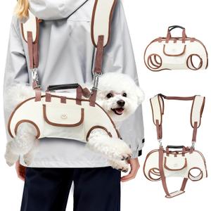 Hands Free Dog Backpack Carrier for Small Dogs, Yorkie Shoulder Carrier Sling Backpack Carriers Dog Lift Harness Portable Breathable Pet Carrier Backpack for Small Puppies (L, 14.3-19.8lbs)