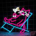 Summer Neon Signs for Wall Decor Blue Cat LED Lights Up Sign Room Decor USB Powered Miami Neon Lights for Bar Beer Club, Game Room, Living Room, Birthday Gifts