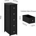 lurcns Narrow Storage Cabinet for Small Spaces Slim Bathroom Dresser with Drawers Tall Thin Storage Organizer for Bathroom Bedroom Skinny Cabinet(Black, 5 Drawers)