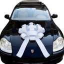 30" Giant Car Bow - White | Big Gift Wrapping Bow with Non Scratch Magnet Base for Large Gift Decoration, Weather Resistant and Waterproof Vinyl Magnetic Big Car Bow (1 Pack)