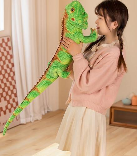 Xshelley Realistic Green Lizard Stuffed Animal Toys, Chameleon Dolls, Reptile Soft Toys Maned Lizards, Wildlife Gifts for Kids (39 inches)