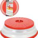 Tovolo Microwave Splatter Cover for Food, Large (Candy Red Apple) - Collapsible & Vented Silicone Splatter Guard Lid - Microwave Plate & Dish Cover with Handle - BPA-Free Kitchen Gadget for Meal Prep (Large (13 inch))