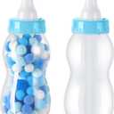 Tessco for you 4 Pcs Large Baby Milk Bottle Fillable Baby Shower 11 x 4 Inch Piggy Bank Plastic Container for Game and Gender Reveal Celebrations Party Favor Gift Decor (Blue)