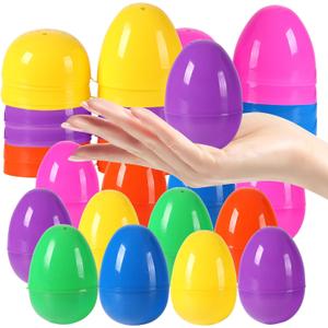 24Pcs Plastic Bright Easter Eggs Assortment, 3.15'' Fillable Easter Eggs Empty Bulk, Perfect for Easter Egg Hunt/Surprise Egg