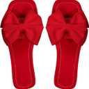 Verdusa Women's Bowknot Flat Sandals Summer Open Toe Slide Slip On Sandals (10.5, Red)