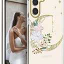 for Galaxy S24 Plus Case Clear Glitter Plating Design Slim Protective Shockproof TPU Hard Back Cover Phone Case for Samsung Galaxy S24 Plus 5G 6.7 inch 2024 Gold Moon