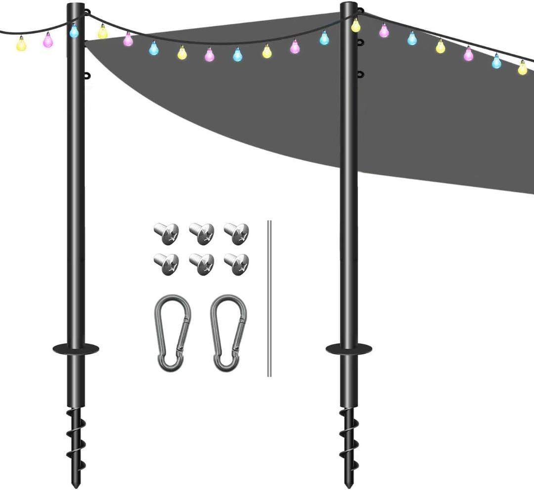 Shade Sail Poles 11.5Ft Outdoor Heavy Duty Sunshade Poles Support Awning Canopy Metal Pole Kit for Patio Garden Deck, 2 Pack