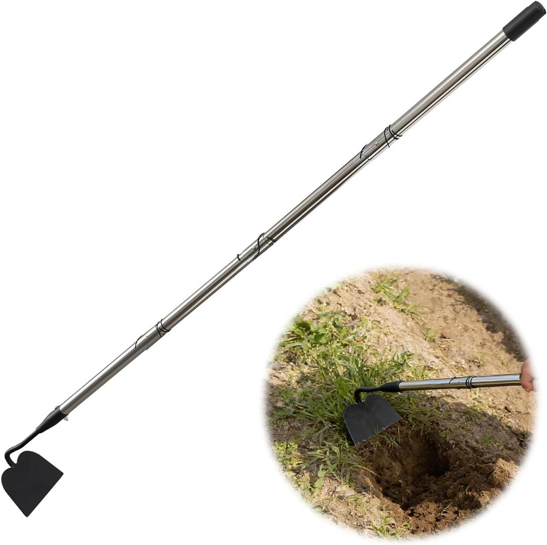 Garden hoe heavy duty for weedingHoe garden tool 37.8''-66.1'' Adjustable with 7.1inch Wide Welded BladeHoes for gardening with Long Stainless Steel Handle for Digging Loosening Weeding Planting