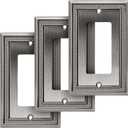 Henne Bery Sunken Pearls Heavy Duty Decorative Wall Plate Switch Plate Outlet Cover (Single Decorator, 3 Pack, Heirloom Silver)
