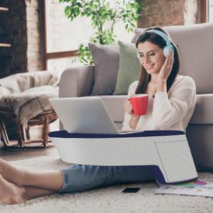 Memory Foam Gaming Lap Pillow for Ergonomic Support, Multi-Purpose Table Pillow for Gaming, Reading, Working, with Side Pockets, Washable Cover, for Sofa, Bed, Couch Use (Medium)