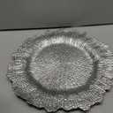 32 Pack Charger Plates Set Reef Chargers for Dinner Table Serving Tray Floral Plastic Decorative Plates for Table Setting Wedding Party, 13 Inch(Silver)