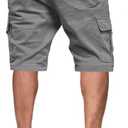 JMIERR Mens Casual Twill Cargo Shorts Cotton Drawstring Classic Cargo Chino Stretch Short with 6 Pockets for Men, US38 (XL), A Gray