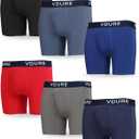 Men's Boxer Briefs Soft Stretch Cotton Mens Underwear with No-Roll Waistband, Supportive & Effortless Fit- Multipack, Large