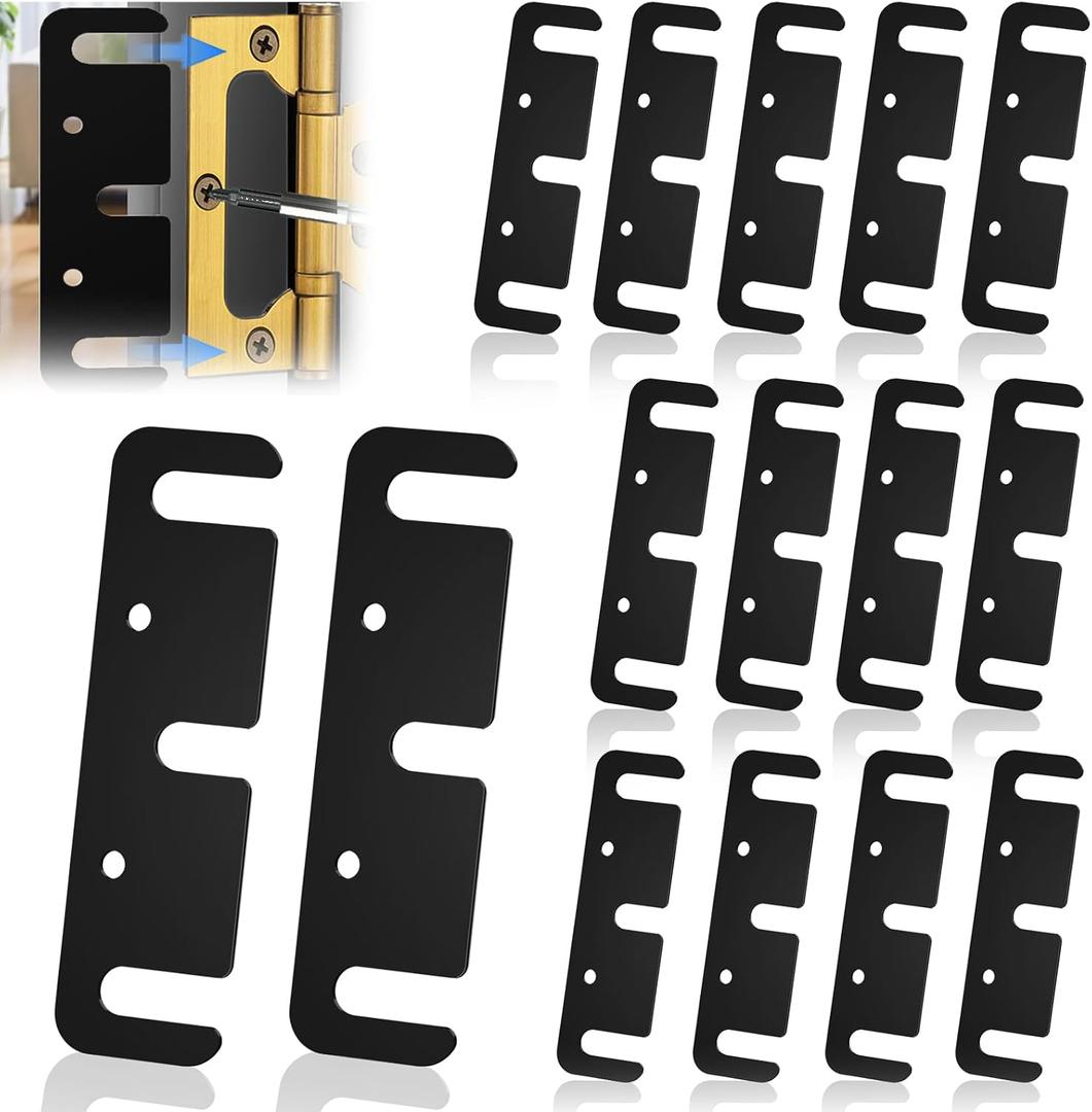 Door Hinge Shims - 0.035 Inches, 15 Pack Laser-Cut Stainless Steel Kit - Safety Rounded Corners, Corrosion Resistant, Fix Sagging Doors Without Replacing Hinges (Matte Black, 3.5")