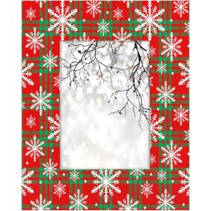 cfpolar 5x7 Picture Frame, Xmas Christmas Snowflakes Wooden Photo Frame Fits 4x6 with Mat or 5x7 without Mat Photo, Display Photos for Wall or Tabletop Desk Home Gallery Living Room
