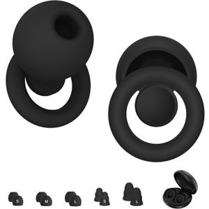 Ear Plugs for Sleeping Noise Cancelling, Comfy Silicone Ear Plugs for Noise Reduction 30dB/35dB, Reusable Hearing Protection Earplugs with 6 Silicone Eartips and 4 Memory Foam Ones, Black