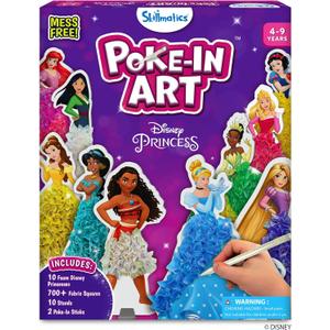 Skillmatics Poke-in Art - Disney Princesses, Mess-Free Fun for Kids, Screen-Free Entertainment, DIY Wood Craft Kits, Creative Activity, Gifts for Girls Ages 4, 5, 6, 7, 8, 9