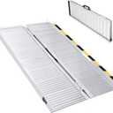 BEJONI 4FT Silvery Wheelchair Ramp, Folding Non-Slip Portable Aluminum Ramp for Home Steps, Thresholds, Doorways, Handicap Access, 600 LBS Capacity