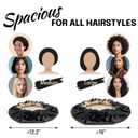 3 x Silk Satin Bonnet for Sleeping Women - Hair Bonnet for Curly Frizzy Hair Care, Adjustable Sleep Cap, Double Layer Head Hair Wrap, Black (Large)