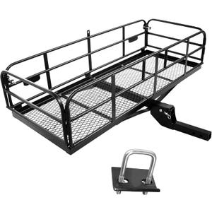 Folding Hitch Mount Cargo Carrier 60" x 24" x 14" 510 LB Capacity Heavy Duty Cargo Rack Rear Luggage Basket Fits 2" Receiver for Car SUV Pickup Trailer Camping