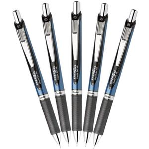 Pentel EnerGel RTX Retractable Liquid Gel Pen 0.5mm Fine Line Needle Tip Black Ink Pack of 5
