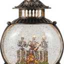 DRomance Halloween Skeleton Snow Globe Lantern with 6H Timer Battery Operated USB Powered Lighted Water Glitters Bronze Canteen Shaped Snow Globe Halloween Decoration Children Gift(6 x 3.2 x 11 Inch)