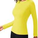 SPVISE Long Sleeve Compression Shirts for Women Workout Tops Cool Dry Breathable Yoga Running Hiking T-Shirt Fitted Basic Top (Yellow, S)