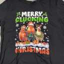 Merry Merry Christmas Santa Claus Leopard Print Women's Black T-Shirt Funny Holiday Sweater Xmas Gift Top For Women, Size: M