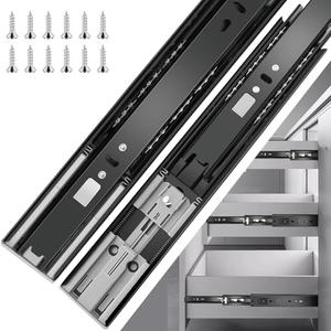 10 inch Drawer Slides 5 Pairs (12pcs) Soft Close 3 fold Full Extension Side Mount Cabinet Drawer Glides 10" Black Cabinet Rails for Dresser, Cabinet, Kitchen 100 LB Capacity