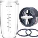 New Blender Cup and Blade Replacement Parts 32oz Cup and Extractor Blade and 2 Rubber Gaskets 4-Piece Compatible with NutriBullet High-Speed Blender/Mixer System 600W/900W Series