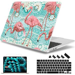 May Chen for M5 MacBook Air 13.6 Inch Case 2026 2025 2024-2022 Release M5 A3449 M4 A3240 M3 A3113 M2 A2681, Plastic Hard Shell Case for MacBook Air 13.6" with Retina Display, Flamingo