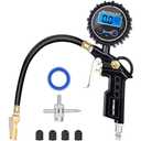 Tire Pressure Gauge with Inflator, 250 PSI Air Chuck and Compressor Accessory, Heavy Duty, with Quick Connector, 0.1 Display Resolution, Car, Motorcycle, SUV, Truck, RV Accessory