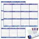 24" x 36" 2026 Wall Calendar Dry Erase - Large Starry Sky Wall Calendar Wet & Dry Erasable Laminated 12 Month Annual Yearly Planner, Reversible, Blue