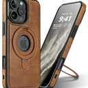 VAUSERDY Magnetic for iPhone 16 Pro Max Leather Case,Invisible Stand [Compatible with Magsafe] Slim Kickstand Phone Cove (Brown, iPhone 16 Pro Max-6.9")