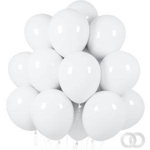 ASIYUHY White Balloons 100 Pack 12 Inch White Latex Party Balloons with 2 Rolls of Ribbon Helium Balloons for Wedding Birthday Party Baby Shower Engagement Anniversary Decorations