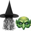 Halloween Witch Hat Mask Set, Mardi Gras Masquerade Mask for Halloween and Horror Themed Party Decoration (1PCS)