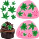 2 Pieces Weed Leaf Cake Fondant Mold Pot Leaves Silicone Mold for Weed Leaf Theme Cake Decoration, Chocolate Candy Polymer Clay Cookie Sugar Craft (Rose Red)