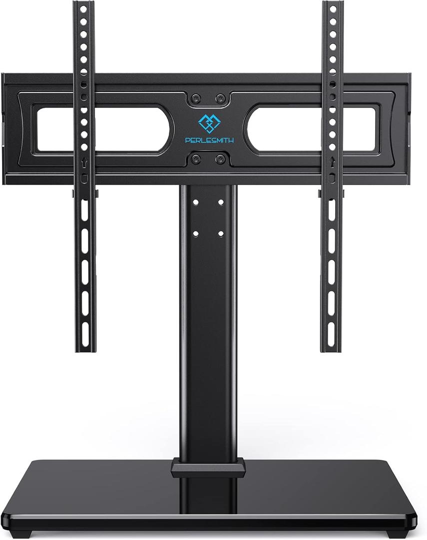 PERLESMITH Universal TV Stand Table Top TV Base for 32 to 65 inch LCD LED OLED 4K Flat Screen TVs-Height Adjustable TV Mount Stand with Tempered Glass Base,VESA 400x400mm,Holds up to 88lbs,PSTVS15
