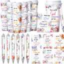 Skylety 36 Pcs Church Gifts Bulk for Women 16 oz Religious Bible Verse Plastic Tumblers Coffee Cups, Scripture Quote Pens and Notebooks Christian Set for Women Men Appreciation Mother Mom Gift
