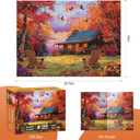 500 Piece Puzzles for Adults, Cozy Autumn Cabin Jigsaw Puzzle with Colorful Leaves, Pumpkins in Fall 500 Piece Puzzle, Wall Decor, Perfect for Gift for Adults, Seniors, 20.5 x 15 in