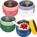 mekueeex 4pcs Overnight Oat Containers with Lids and Reusable Plastic Spoons,20oz Portable Stainless Steel Yogurt Breakfast On The Go Cups, Cups for Cereal,Milk and fruit Salad Storage Container