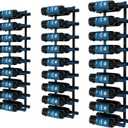 CharaVector Wall Mount Wine Rack (Holds 54 Bottles 3PCS), DIY 1/2 Wall Wine Rack for Wine Bottles, Liquor, Champagne, Black Metal Wine Bottle Holder for Home and Kitchen Decor