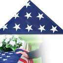 Mindsoft 5 x 9.5 ft Folded Memorial American Flag USA Burial Embroidered Stars Sewn Stripes Memorial Flags for Graves Casket Veteran Military Display Case, 4 Rows of Lock Stitching