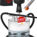 Portable Hookah Set with Everything - YADO Acrylic Hookah Kit To Go - Sisha Hooka Set with Charcoal Holder Heat Management Device, Black Silicone Hooka Bowl, Hose and Bag - Hookah Machine (Silver With Acrylic Bottom + Stainless Steel Stem)