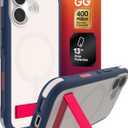 ZAGG Sedona Snap Case with Kickstand for iPhone 17 - Red Light & Blue, Drop Protection (13ft/4m), Multi-Layer Protection, with Camera Button, MagSafe Phone Case with Impact-Absorbing Bumpers