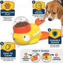 Interactive Dog Treat Dispenser Toy – Duck-Shaped Puzzle Feeder with Portion Control, Clear Dome & Airtight Lid for Small Medium Large Dogs – Slow Feeder Kibble Launcher – Yellow/Orange