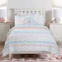 Cozy Line Home Fashions Light Pink Blue Coral White Ruffle 100% Cotton Reversible Girl Quilt Bedding Set, Reversible Coverlet Bedspread (Shabby Chic, Twin - 2 Piece)