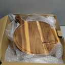 Nuenen 10 Pcs Round Wood Cutting Board with Handle Acacia Wooden Serving Kitchen Chopping Boards for Pizza, Bread, Cheese, Charcuterie, Fruit, Vegetables(Acacia)